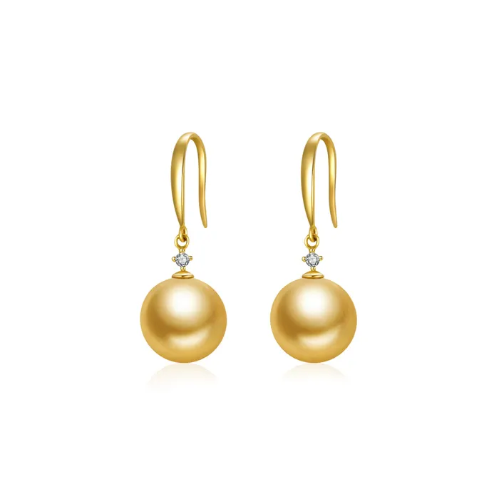 Earrings Pearly Lustre 18K Solid Gold South Sea Golden Pearl Earrings KE00156 Earrings Pearly Lustre 18K Solid Gold South Sea Golden Pearl Earrings KE00156