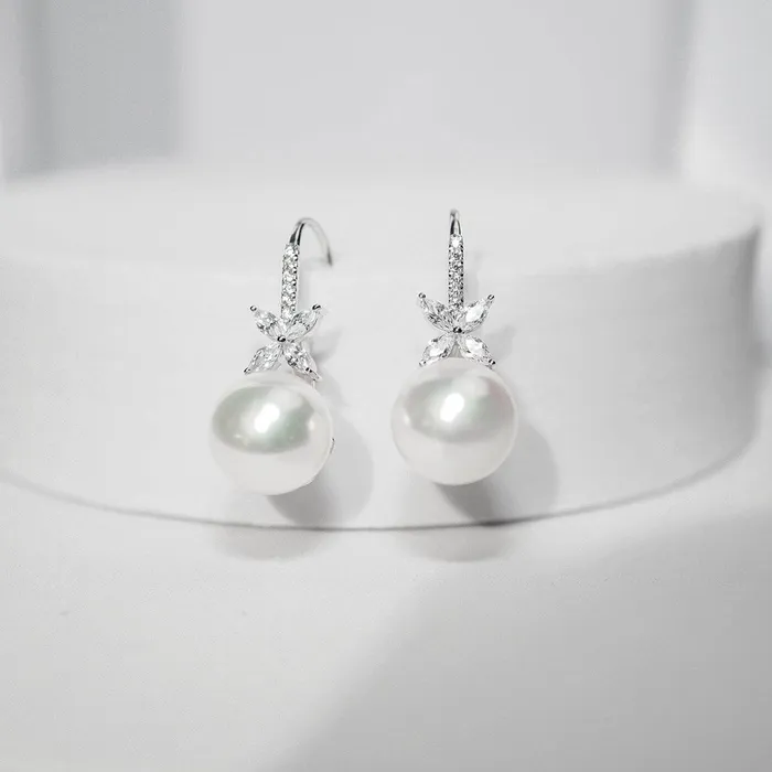 Earrings Pearly Lustre Top Grade Edison Pearl 18k solid gold Earrings KE00004 EVERLEAF