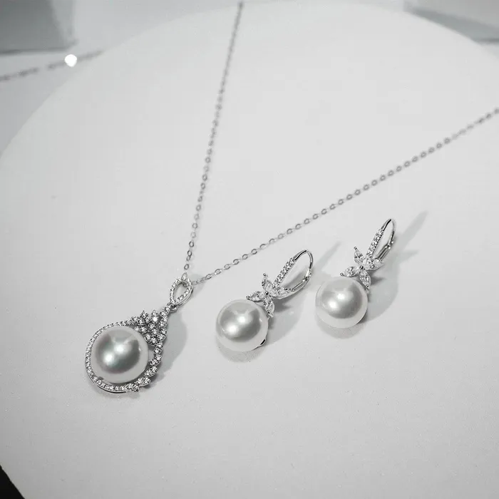 Earrings Pearly Lustre Top Grade Edison Pearl 18k solid gold Earrings KE00004 EVERLEAF