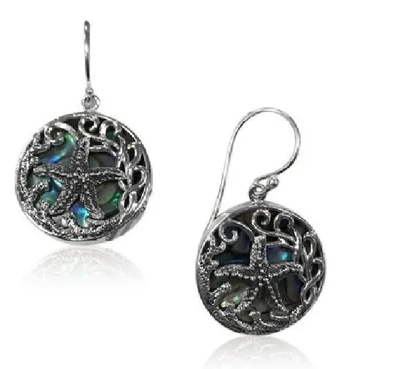 Earrings polly E322 Silver Abalone Look Star Fish Earrings