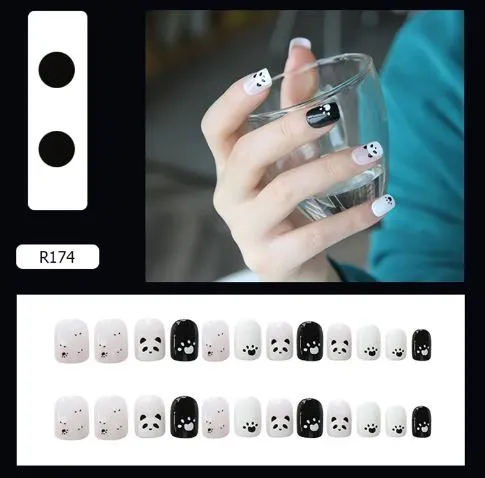 Earrings Polly NS76 Short Square Press On Nails 24 Pieces R174