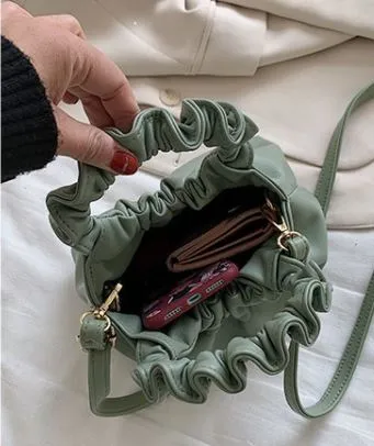 Earrings polly PB97 Sage Green Scrunched Handle Purse Earrings polly PB97 Sage Green Scrunched Handle Purse