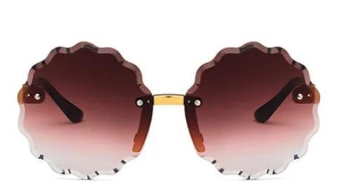 Earrings polly S455 Brown Tint Flower Shape Lens Sunglasses