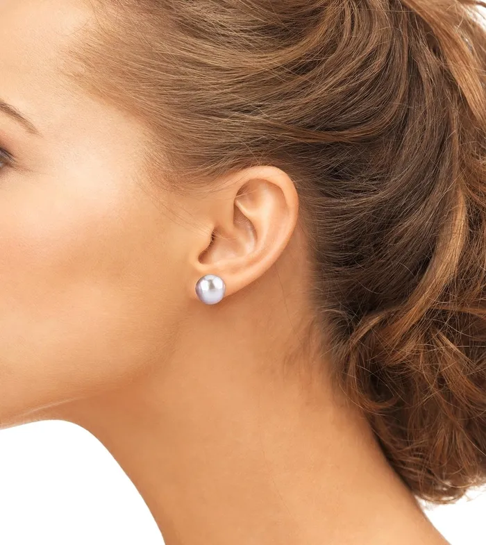 Earrings spt 13mm Pink Freshwater Round Pearl Stud Earrings
