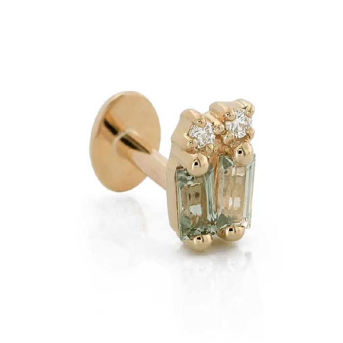 Earrings Suzanne Kalan Double Stack Baguette Gemstones Green Sapphire
