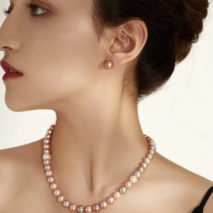 Earrings Top Grade Pink Freshwater Pearl Stud Earrings WE00713 Pearly Lustre
