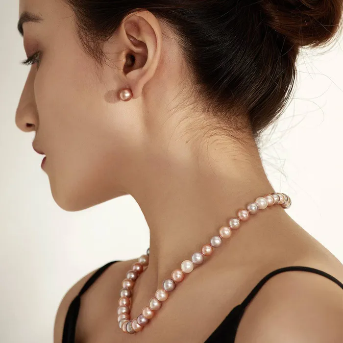 Earrings Top Grade Pink Freshwater Pearl Stud Earrings WE00713 Pearly Lustre