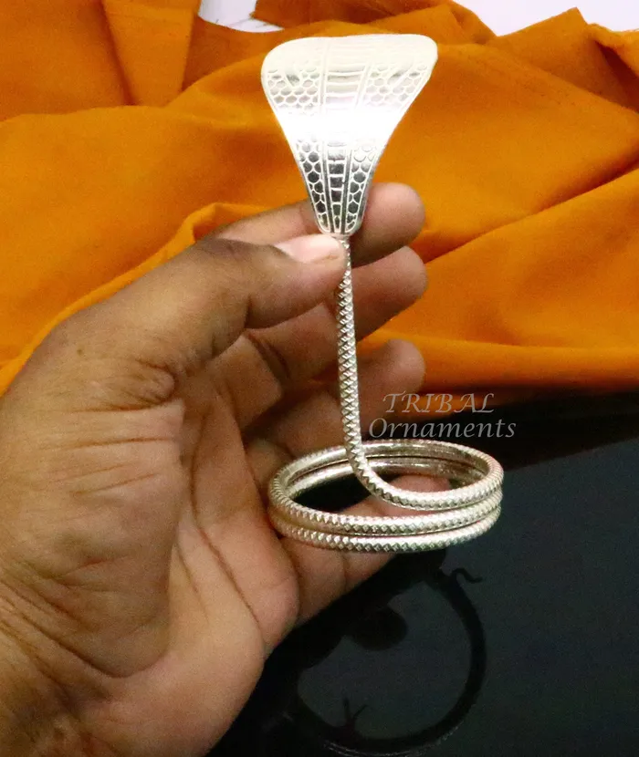 Earrings TRIBAL ORNAMENTS 42 Shiva Snake Solid silver handmade Divine vintage style snake or shiva snake for puja or worshipping solid Diwali puja article su811