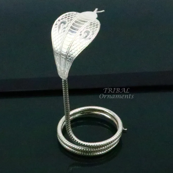 Earrings TRIBAL ORNAMENTS 42 Shiva Snake Solid silver handmade Divine vintage style snake or shiva snake for puja or worshipping solid Diwali puja article su811