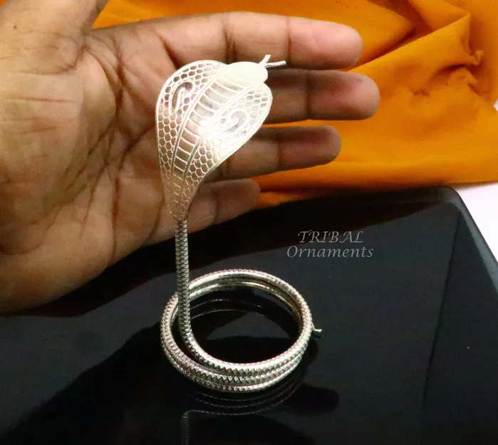 Earrings TRIBAL ORNAMENTS 42 Shiva Snake Solid silver handmade Divine vintage style snake or shiva snake for puja or worshipping solid Diwali puja article su811