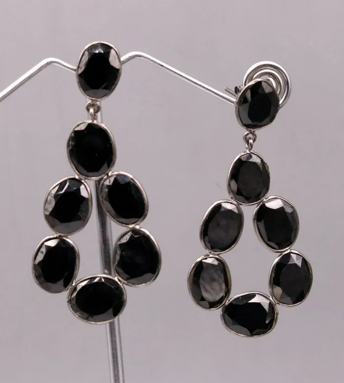 Earrings TRIBAL ORNAMENTS Fabulous onyx bollywood style 925 silver gorgeous stud earrings dangle s154