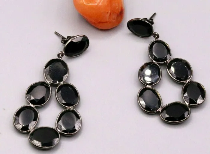 Earrings TRIBAL ORNAMENTS Fabulous onyx bollywood style 925 silver gorgeous stud earrings dangle s154