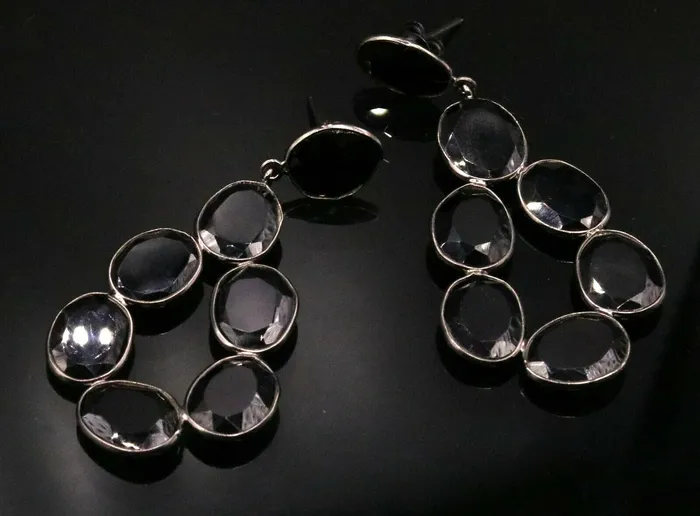 Earrings TRIBAL ORNAMENTS Fabulous onyx bollywood style 925 silver gorgeous stud earrings dangle s154
