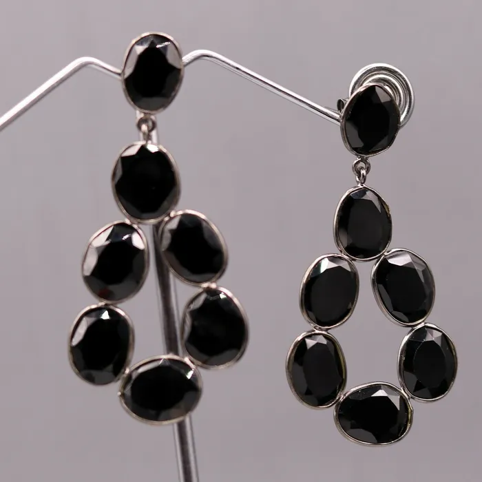 Earrings TRIBAL ORNAMENTS Fabulous onyx bollywood style 925 silver gorgeous stud earrings dangle s154