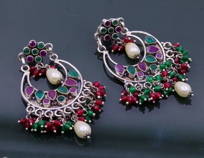 Earrings TRIBAL ORNAMENTS Vintage design 925 sterling silver handmade Gemstone stud earring drop dangling best design charm earrings hanging pearl tribal jewelry s715 Earrings TRIBAL ORNAMENTS Vintage design 925 sterling silver handmade Gemstone stud earring drop dangling best design charm earrings hanging pearl tribal jewelry s715