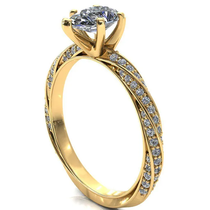 Elysia Pear Moissanite 5 Prong 34 Eternity Diamond Accent Ring Fire Brilliance Rings