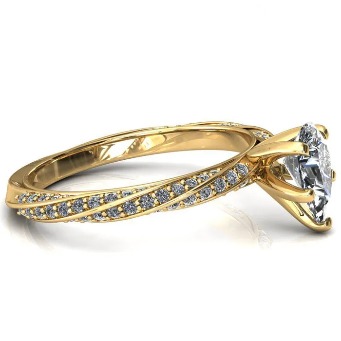 Elysia Pear Moissanite 5 Prong 34 Eternity Diamond Accent Ring Fire Brilliance Rings
