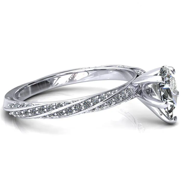 Elysia Pear Moissanite 5 Prong 34 Eternity Diamond Accent Ring Fire Brilliance Rings