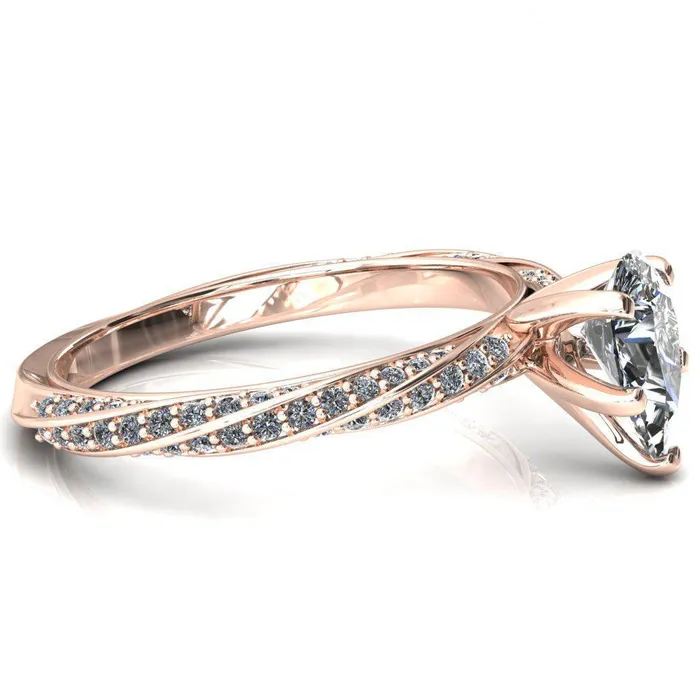 Elysia Pear Moissanite 5 Prong 34 Eternity Diamond Accent Ring Fire Brilliance Rings