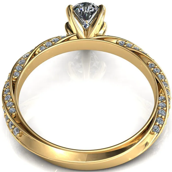Elysia Pear Moissanite 5 Prong 34 Eternity Diamond Accent Ring Fire Brilliance Rings