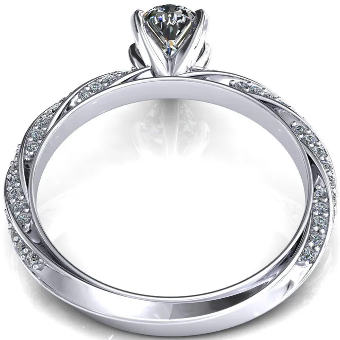 Elysia Pear Moissanite 5 Prong 34 Eternity Diamond Accent Ring Fire Brilliance Rings