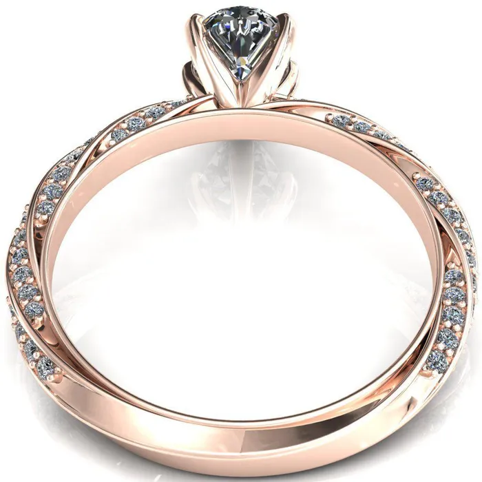 Elysia Pear Moissanite 5 Prong 34 Eternity Diamond Accent Ring Fire Brilliance Rings