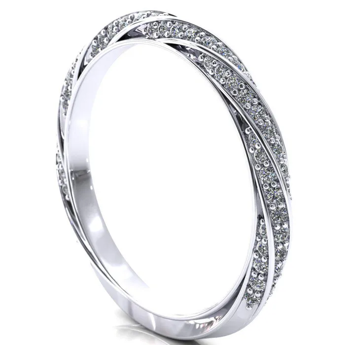 Elysia Pear Moissanite 5 Prong 34 Eternity Diamond Accent Ring Fire Brilliance Rings