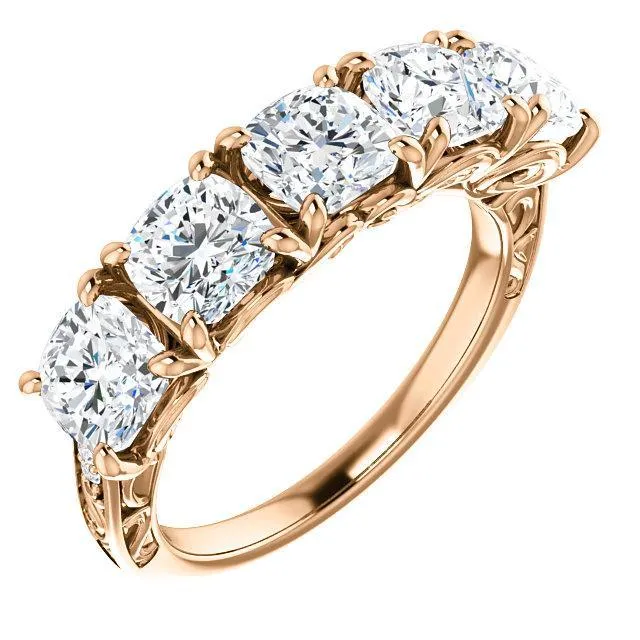 Estella Cushion Moissanite Filigree Scrolls Engagement Band Fire Brilliance Rings Estella Cushion Moissanite Filigree Scrolls Engagement Band Fire Brilliance Rings