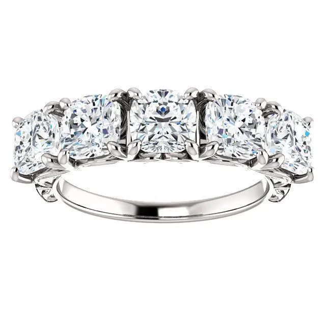 Estella Cushion Moissanite Filigree Scrolls Engagement Band Fire Brilliance Rings
