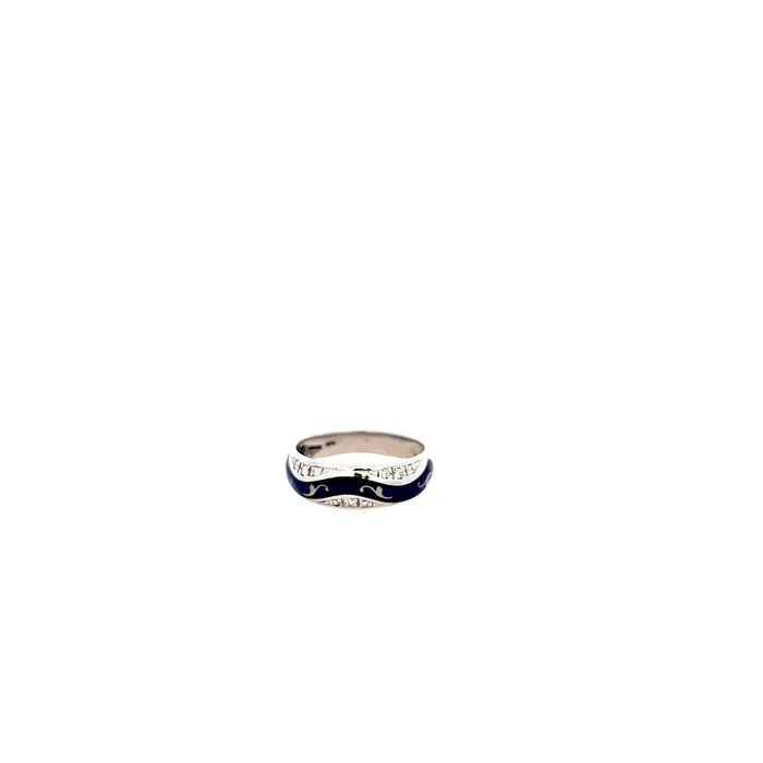 FABERGE Rings PreOwned Faberge Diamond and Blue Enamel Ring