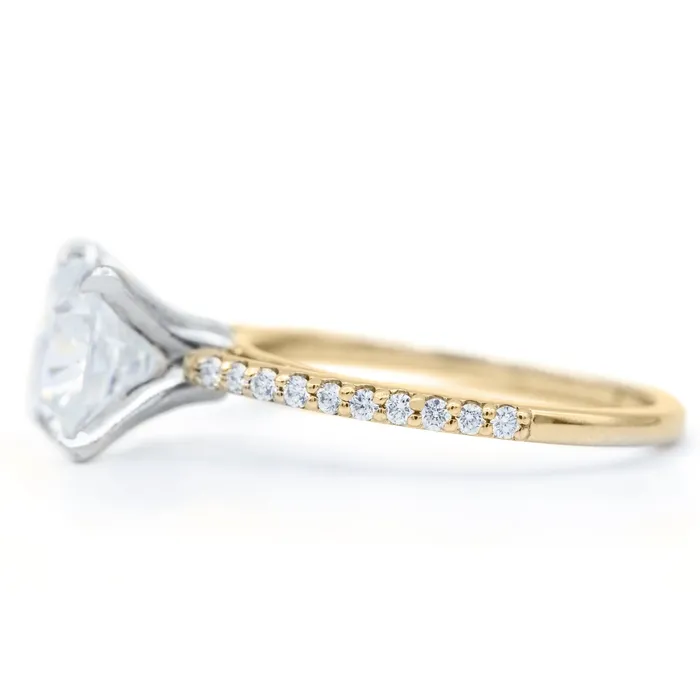 Fire Brilliance Cushion Moissanite 4 Prongs Diamond Accent Ice Cathedral Solitaire Ring Rings