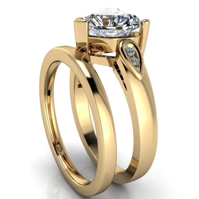 Fire Brilliance Kiera Heart Moissanite Drop Shoulders Shank Diamond Ring Rings