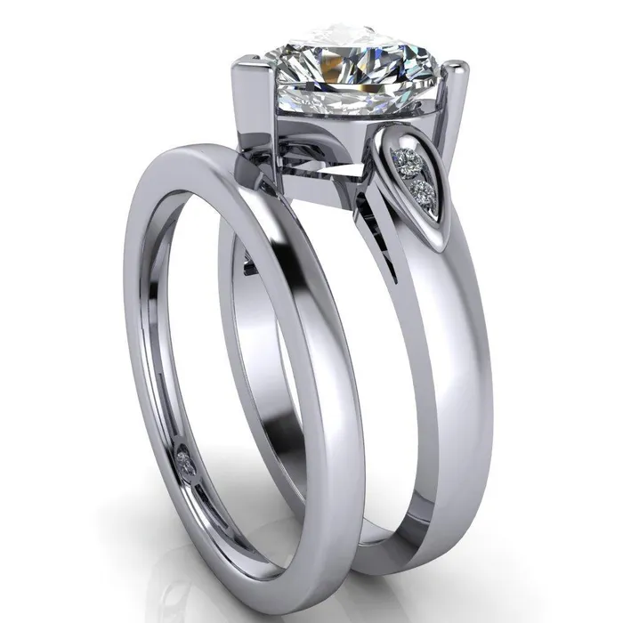 Fire Brilliance Kiera Heart Moissanite Drop Shoulders Shank Diamond Ring Rings