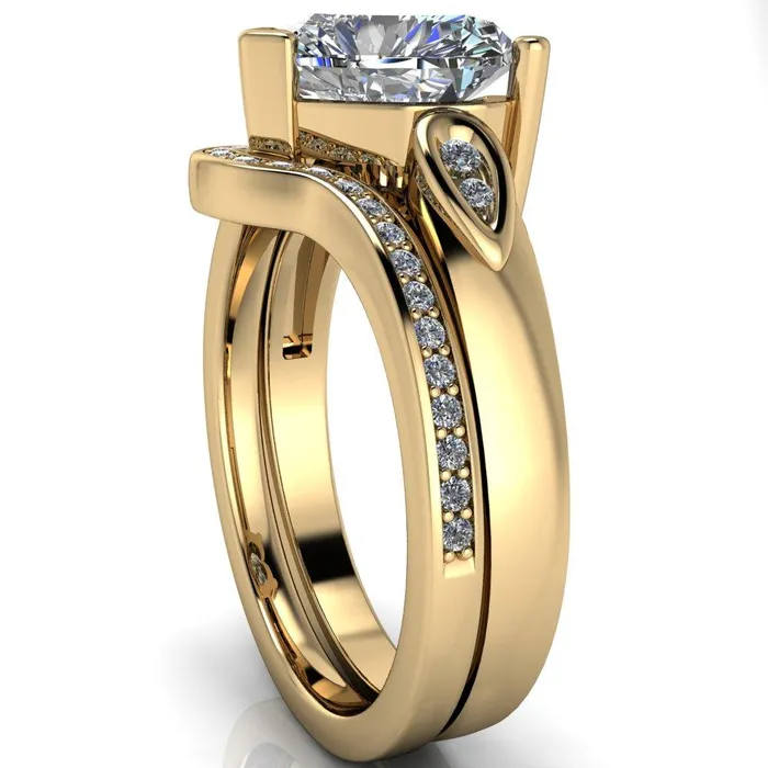 Fire Brilliance Kiera Heart Moissanite Drop Shoulders Shank Diamond Ring Rings