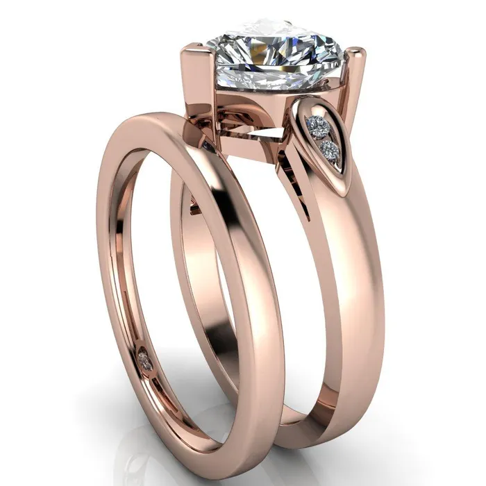 Fire Brilliance Kiera Heart Moissanite Drop Shoulders Shank Diamond Ring Rings