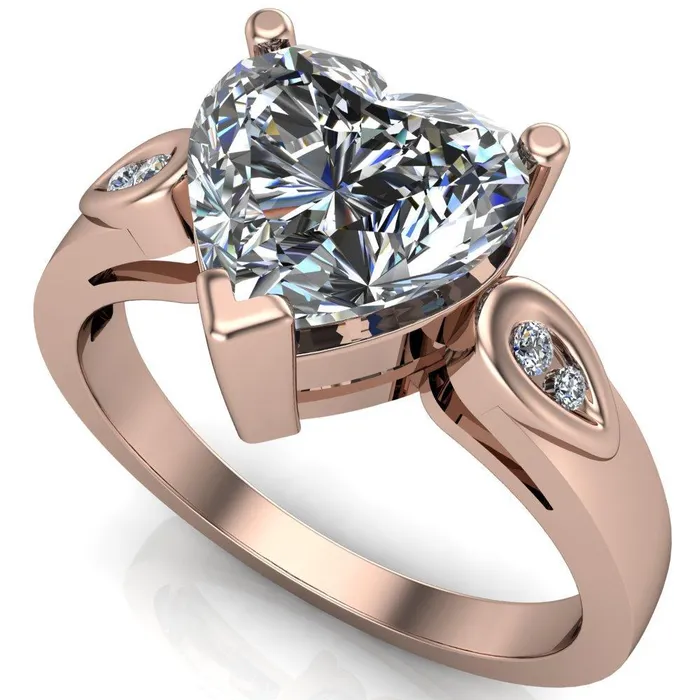 Fire Brilliance Kiera Heart Moissanite Drop Shoulders Shank Diamond Ring Rings