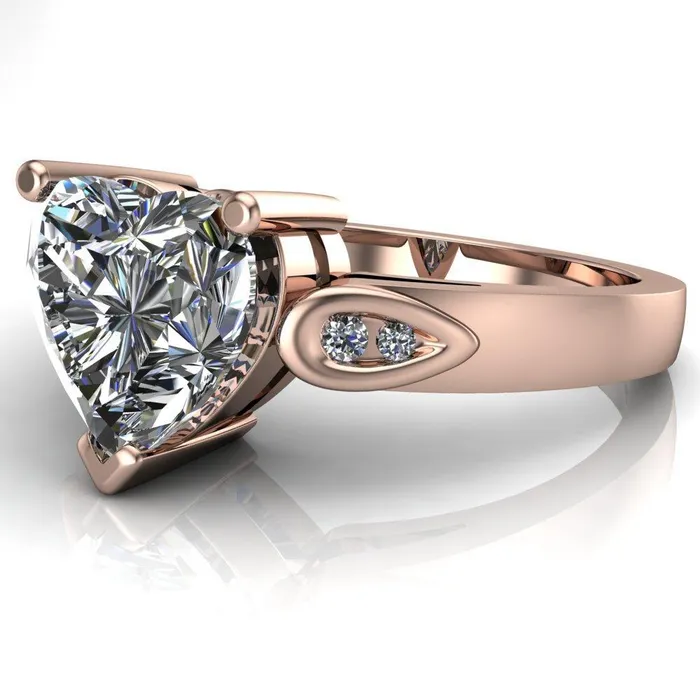 Fire Brilliance Kiera Heart Moissanite Drop Shoulders Shank Diamond Ring Rings