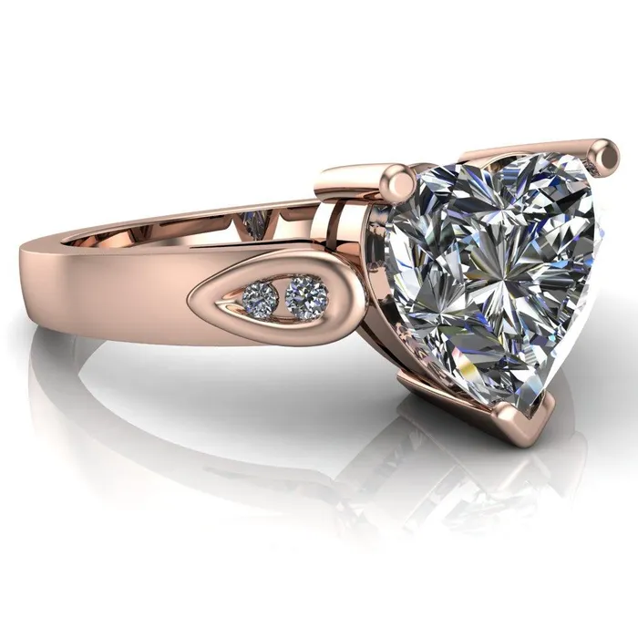 Fire Brilliance Kiera Heart Moissanite Drop Shoulders Shank Diamond Ring Rings