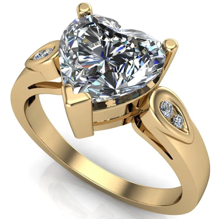Fire Brilliance Kiera Heart Moissanite Drop Shoulders Shank Diamond Ring Rings