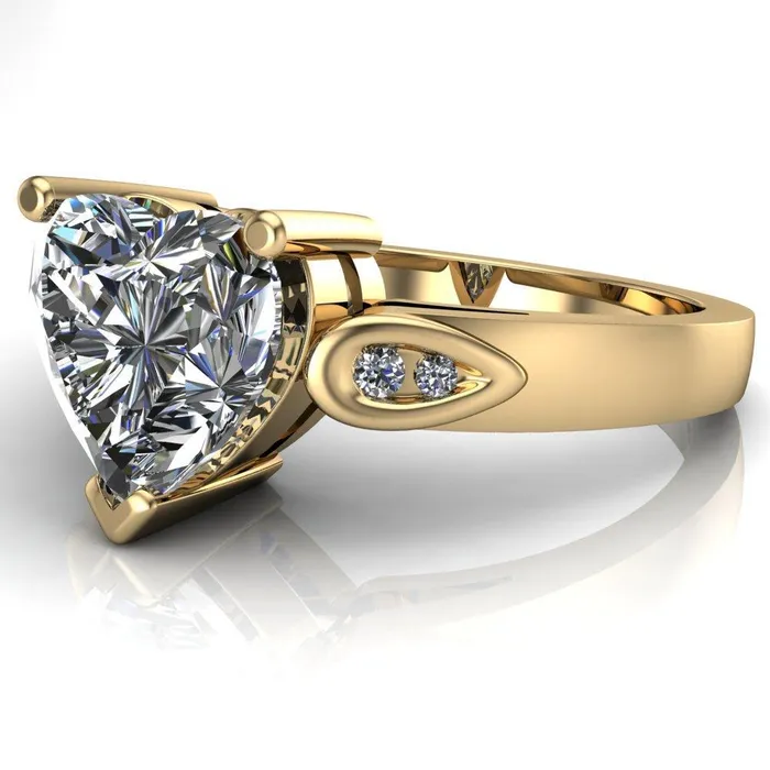 Fire Brilliance Kiera Heart Moissanite Drop Shoulders Shank Diamond Ring Rings