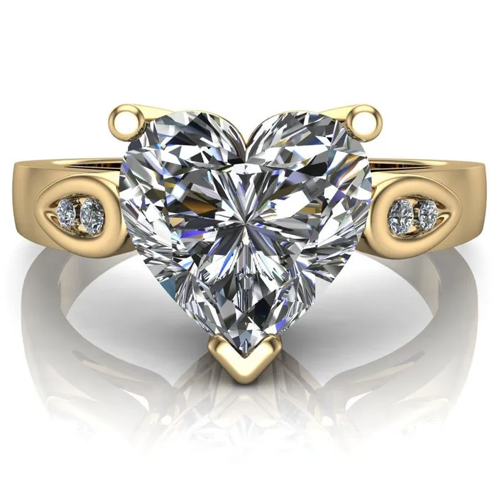 Fire Brilliance Kiera Heart Moissanite Drop Shoulders Shank Diamond Ring Rings