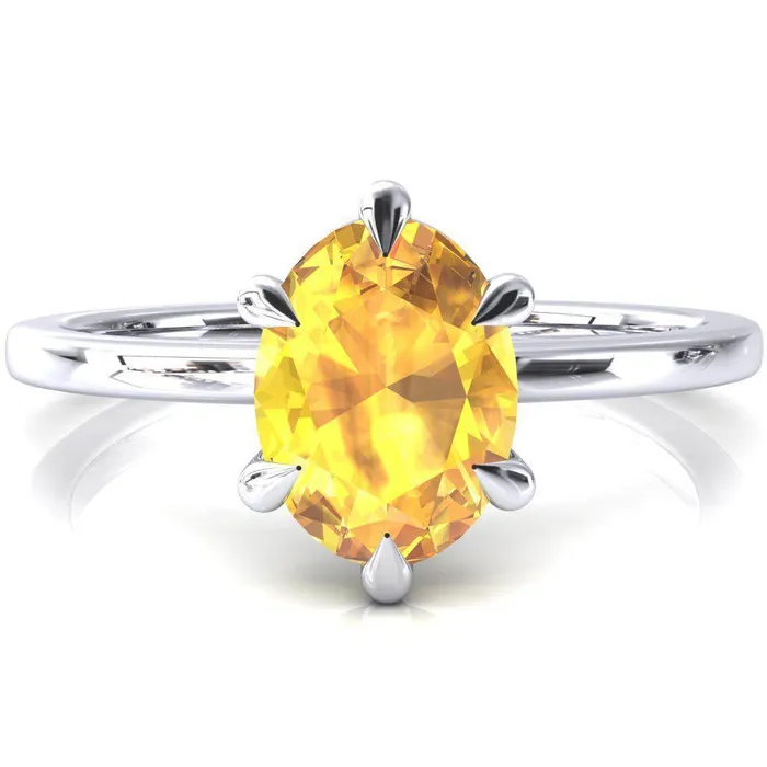 Fire Brilliance Lyla Oval Yellow Sapphire 6 Claw Prong Single Rail Solitaire Ring Rings Fire Brilliance Lyla Oval Yellow Sapphire 6 Claw Prong Single Rail Solitaire Ring Rings
