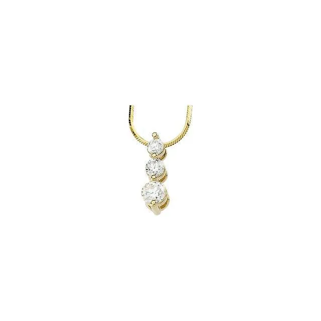 Fire Brilliance Necklaces 3 Stone Tiered Drop Pendant and Necklace