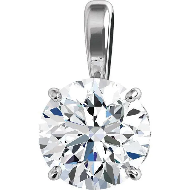 Fire Brilliance Necklaces Round Moissanite 4 Prong Fleurdelis Pendant