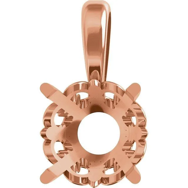 Fire Brilliance Necklaces Round Moissanite 4 Prong Fleurdelis Pendant