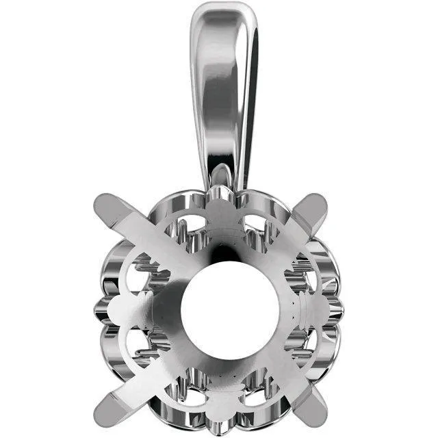 Fire Brilliance Necklaces Round Moissanite 4 Prong Fleurdelis Pendant