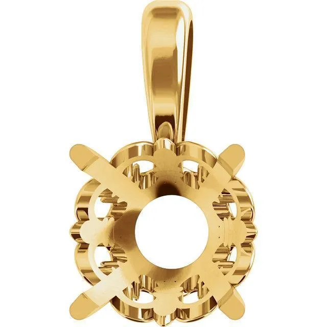 Fire Brilliance Necklaces Round Moissanite 4 Prong Fleurdelis Pendant