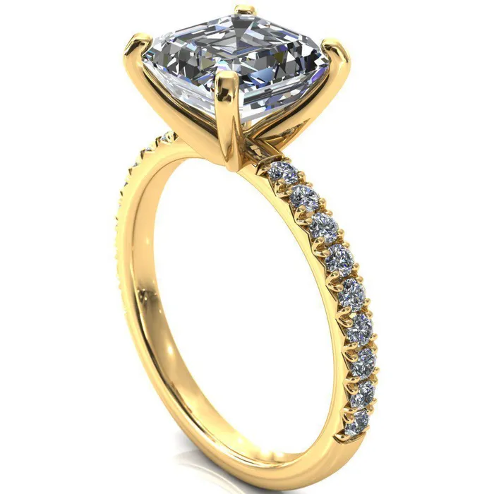 Fire Brilliance Nefili Asscher Moissanite 4 Prong 58 Eternity Diamond French Pave Engagement Ring Rings