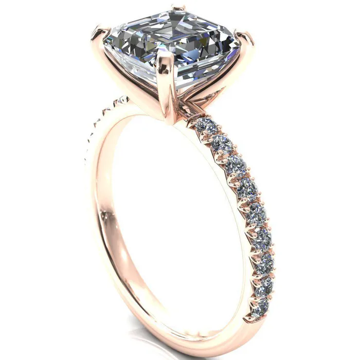 Fire Brilliance Nefili Asscher Moissanite 4 Prong 58 Eternity Diamond French Pave Engagement Ring Rings