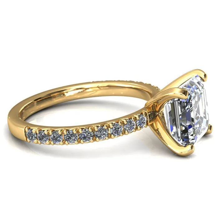 Fire Brilliance Nefili Asscher Moissanite 4 Prong 58 Eternity Diamond French Pave Engagement Ring Rings